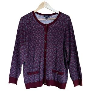 Land’s End 100% Supima Cotton Long Sleeved Button Down Lightweight Cardigan 1X